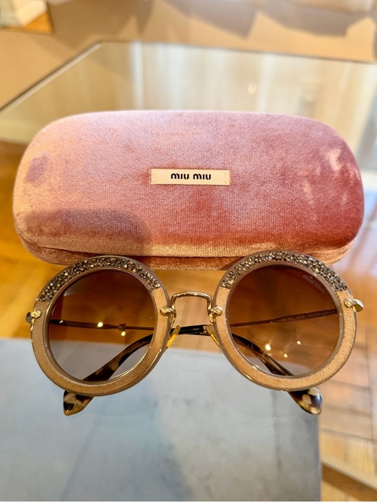 Miu Miu Crystal-Embellished Round Sunglasses - Picture 2 of 4